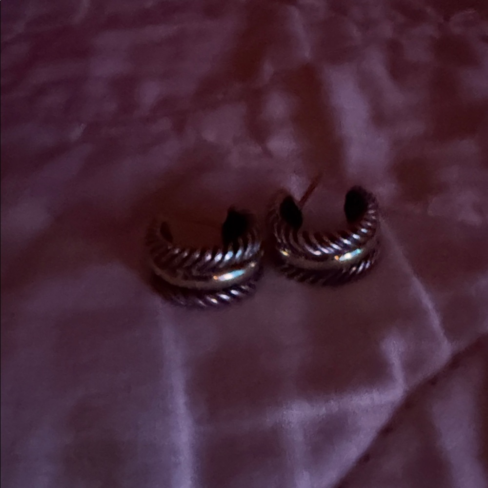 Silver Twisted Hoop Earrings